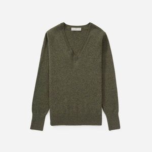 Everlane Cashmere V-Neck, Moss Green S